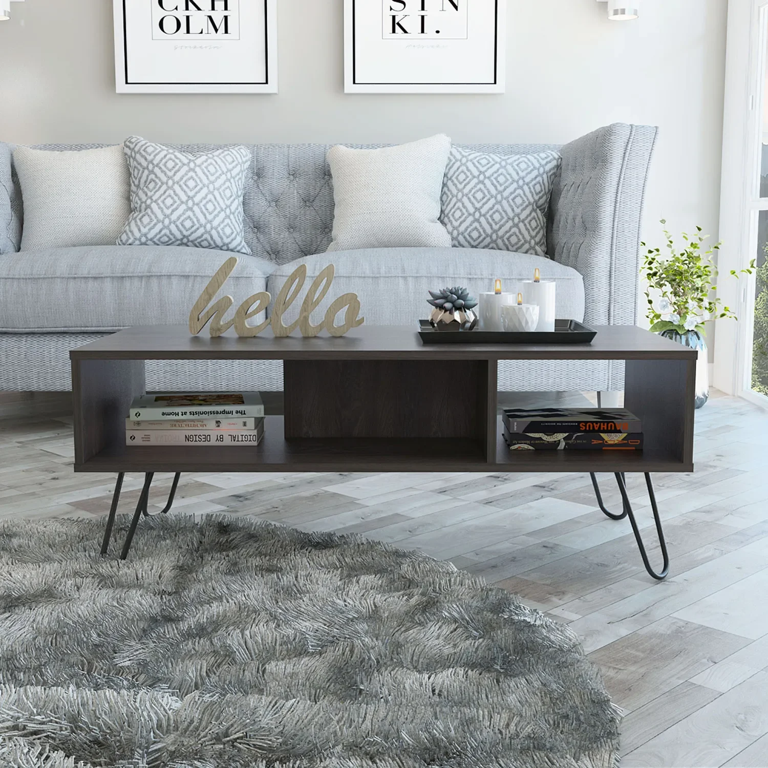 

Elegant Newport White Rectangle Coffee Table with Two Shelves for Stylish Living Room Decor and Storage