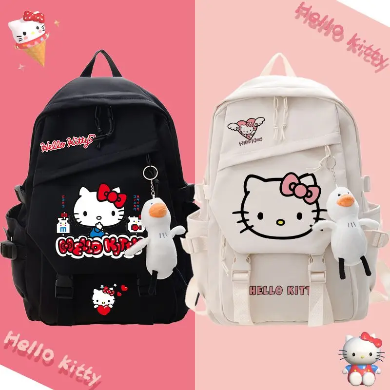 

16 Inch Hello Kitty Backpack Girls Anime Cartoon Printed High School Big Capacity Bags Student Tide Women Storage Travelling Bag