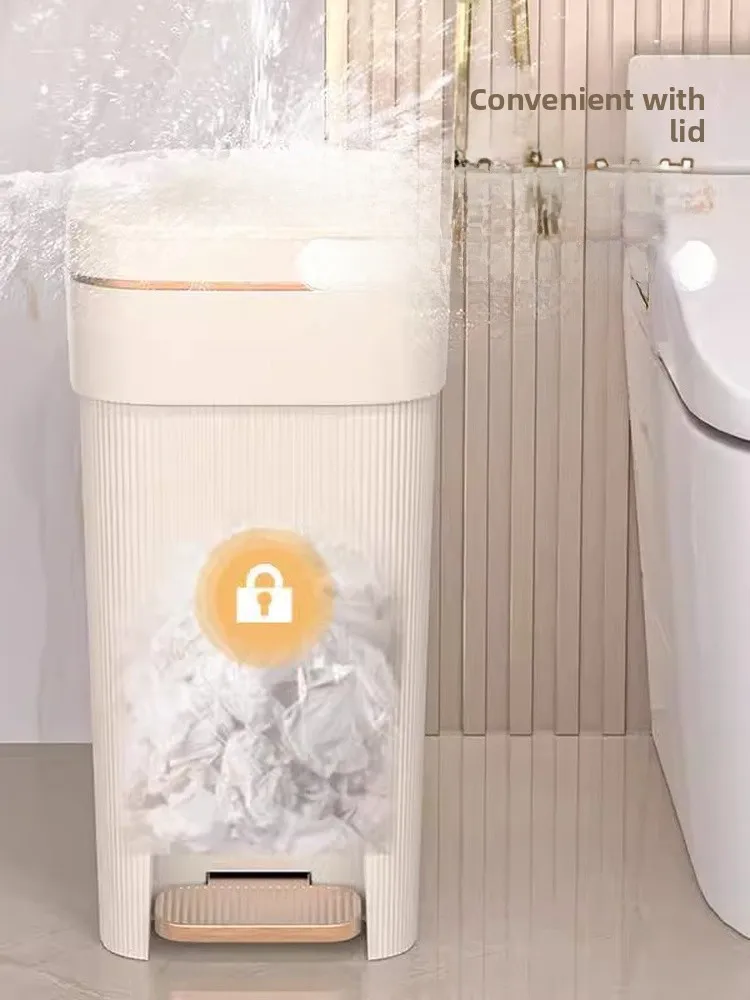 Large Capaci Pedal Operated Household Tra Can with Lid for Kitchen Bedroom Batoom Living Room DACHUN-5782 Square ape