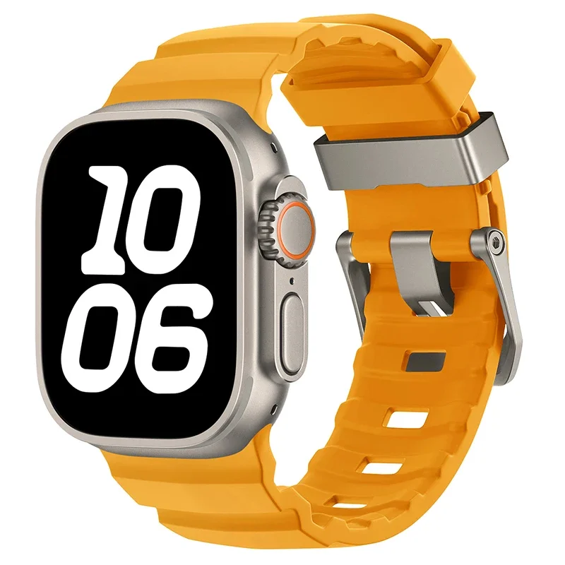 Sport Silicone and Titanium Metal Bracelet Strap
