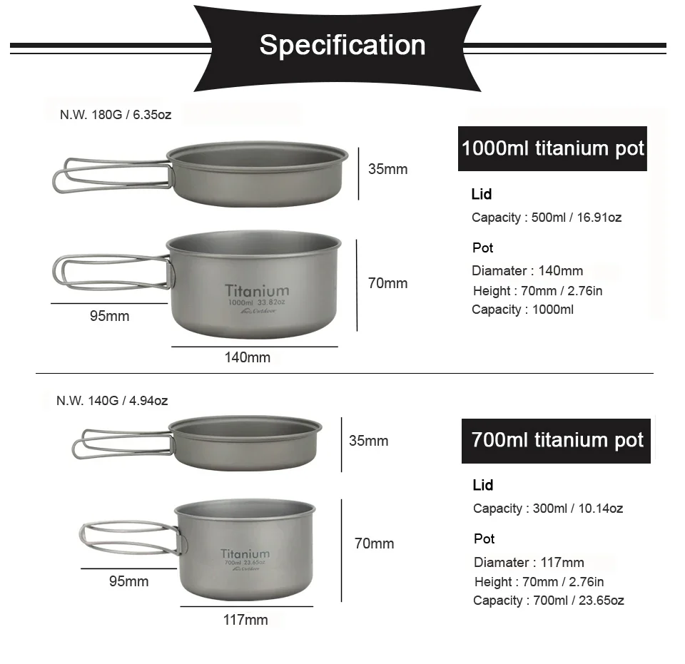 Ultralight Titanium Camping Pan Set 3