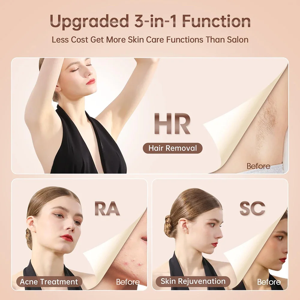 Aopvui Laser Hair Removal Device for Women and Men, IPL Permanent Hair Remover 999900 Flashes for Arm Leg Back Whole Body Us 4