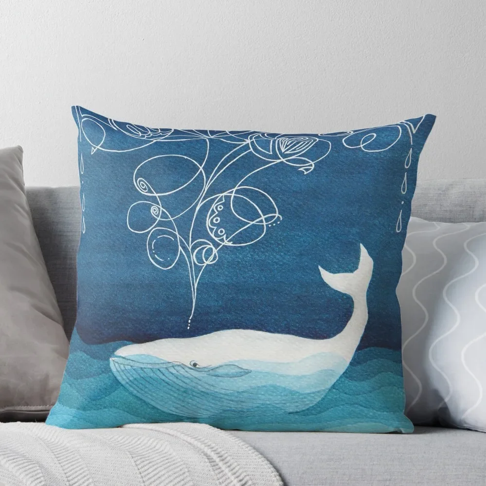 

Happy whale, animals, sea creature, teal blue watercolor Throw Pillow Pillowcase Covers For Sofas Cushion Cover Luxury