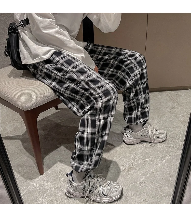 Zongke Plaid Harem Pants Men Fashion Chinese Size 3XL Japanese Streetwear Men Pants Work Leggings 2022 Spring New Arrivals khaki jeans