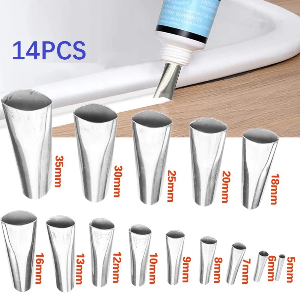 Caulk Nozzle Applicator Caulking Gun Nozzles Caulking Finisher Stainless-Steel Sealant Finishing Tool Kit Caulking Nozzle Sealant Finishing Tools 14x