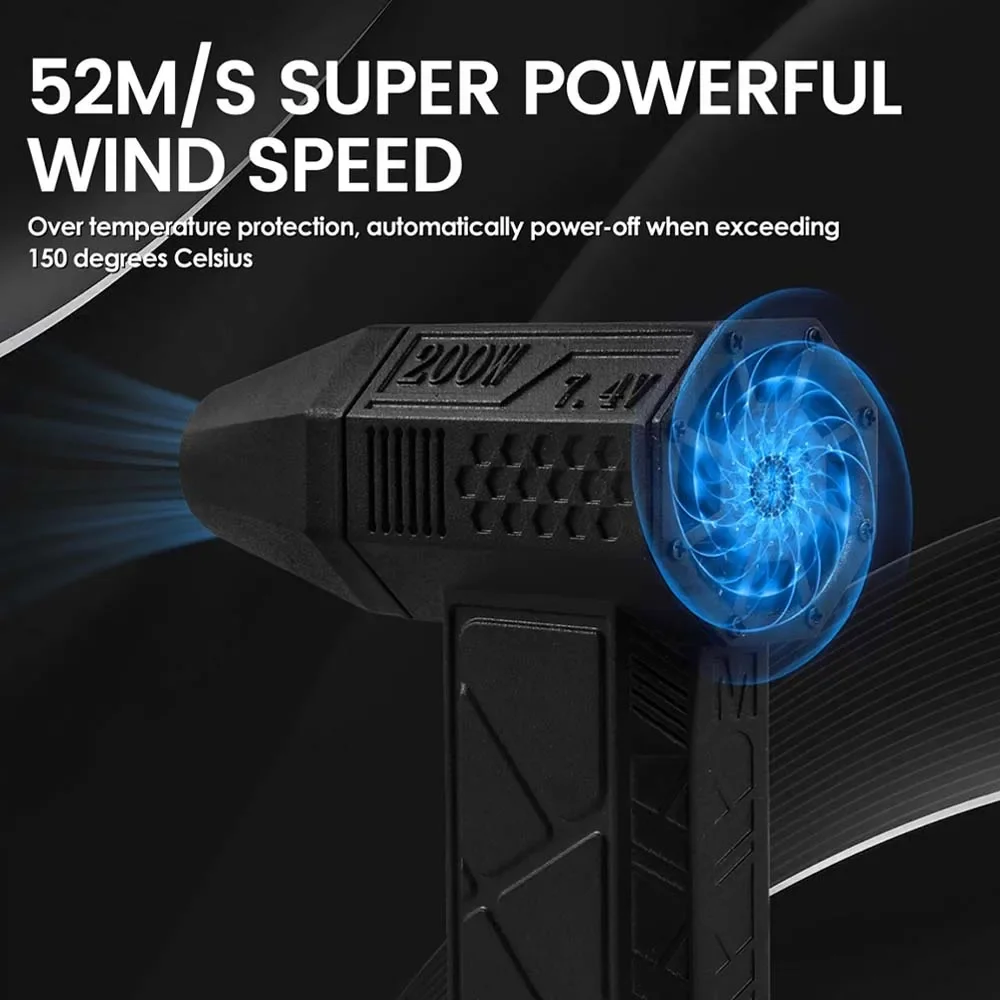 High Speed Violent Blower Powerful Mini Turbo Jet Fan Handheld Brushless Motor 130,000 RPM Wind Speed 52m/s Industrial Duct Tool 3