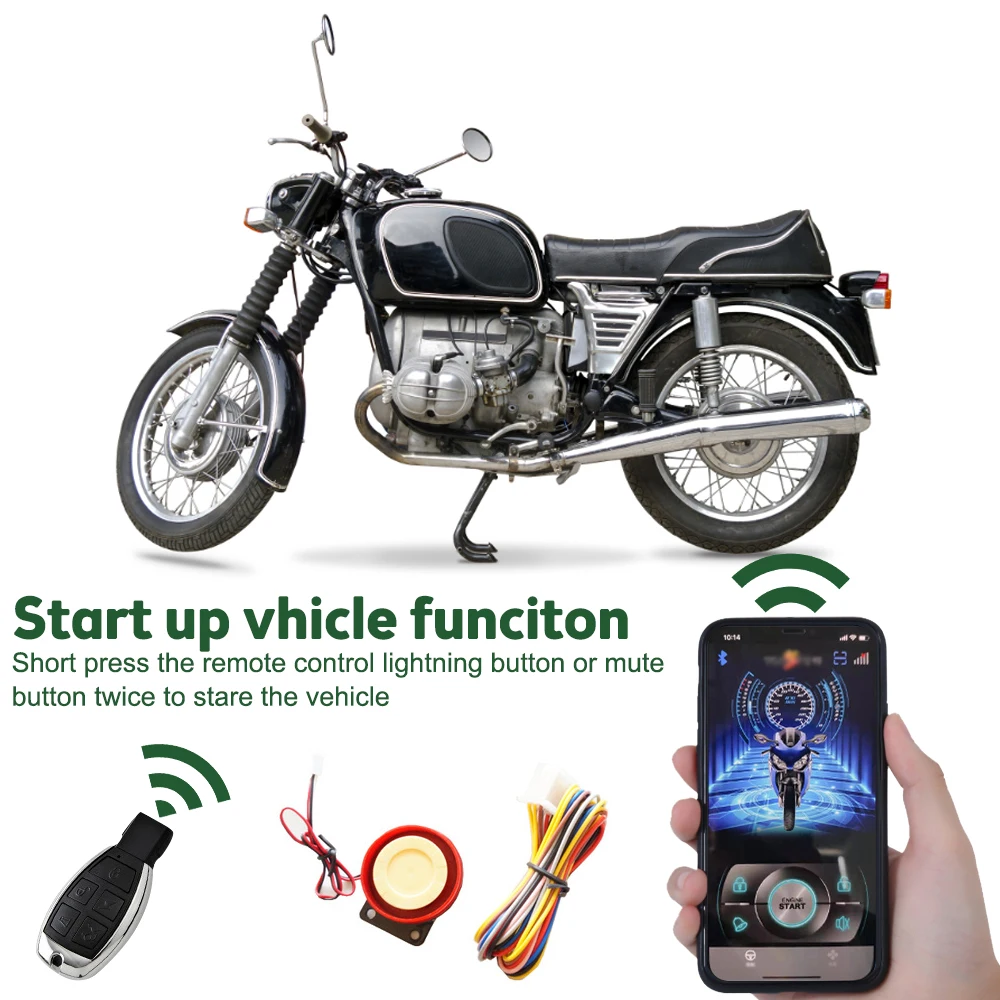 12V Motorcycle Alarm Remote Start Keyless Control System Remote Control Motorcycle Anti-theft Alarm System Electric Engine Lock Motorcycle Alarm Anti Theft Alarm