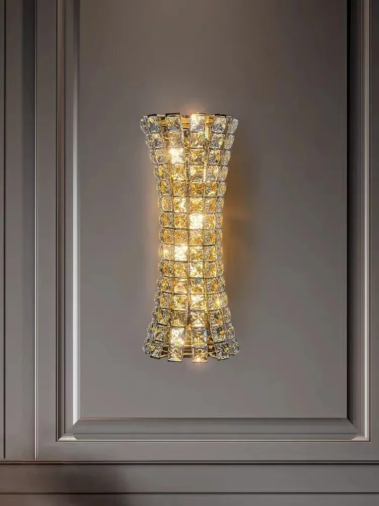 Stair Beaded Shiny Crystal chandelier Gold  Long chandelier Fanshion Modern Pendant Lighing for Living Room Villa Entrance