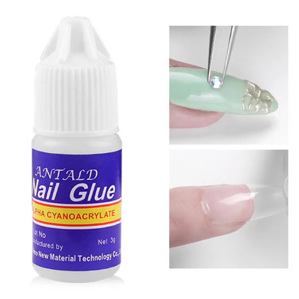 3g ANTALD Nail Drill Glue Helpful with Brush Nail Sticky Glue Reinforce Rhinestone Drill for Female nail glue