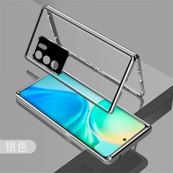 360 Full Double-Sided Magnetic Glass Metal Phone Case with Camera Protection for Oppo Reno 11Pro (Silver)