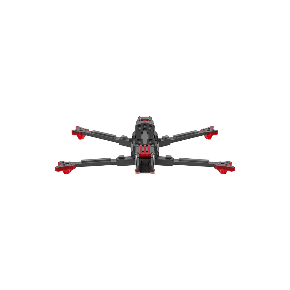 Kit Cadre SH CineLR 7 Longrange O4 pour Drone FPV Course, vue de dessus des plaques carbone et des trous de montage.