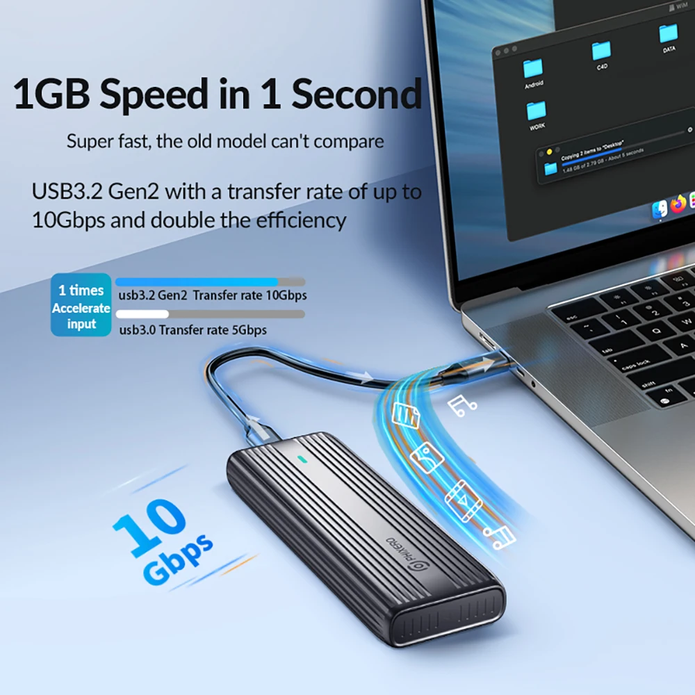 Ssd enclosure external hard drive case external hard drive box hard disk case hdd case enclosure hard drive enclosure PHIXERO SSD NVMe M.2 enclosure dual portocol NVMe to USB adapter NGFF SATA external case USB 3.2 Type C 10Gbps HD storage box