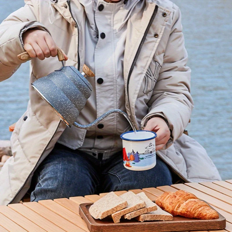 Outdoor Camping Spray Point Cloud Shape Kettle, High Appearance Level Swan Neck Pot, Camping Picnic Coffee Pot, Camping Cooking