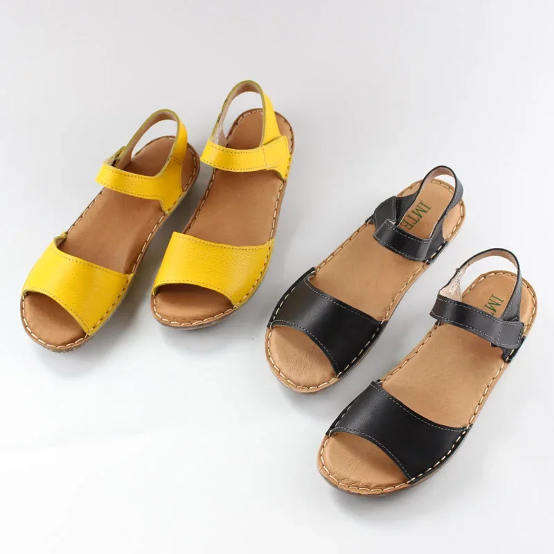 

All Genuine Leather Flat Bottomed Women's Sandals Both Inside and Outside, Are Soft Comfortable Summer Women's Shoes, Handmade