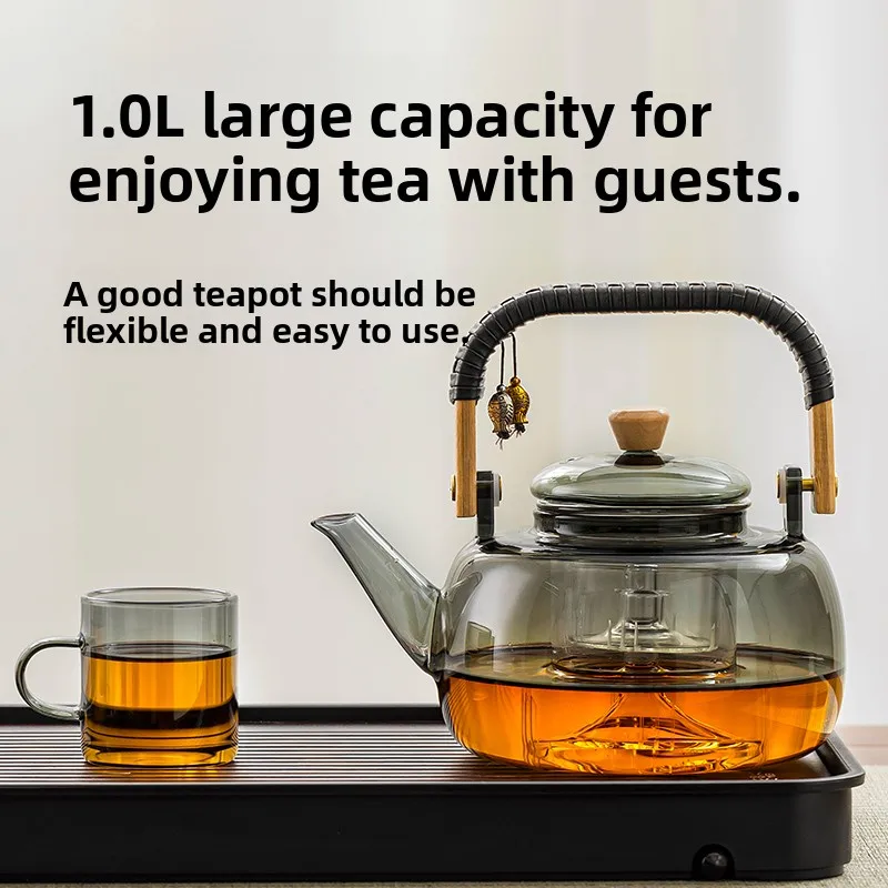 New 2024 Glass Tea Kettle High Temperature Resistant Stove Top  Cerc Range Cooker Tea Brewing Health Care Utensils