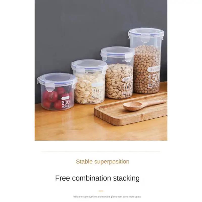 Food Storage Box Sealed Plastic Cereal Candy Dried Jars With Lid Fridge Storage Tank Containers Household Item Kitchen Organizer 5