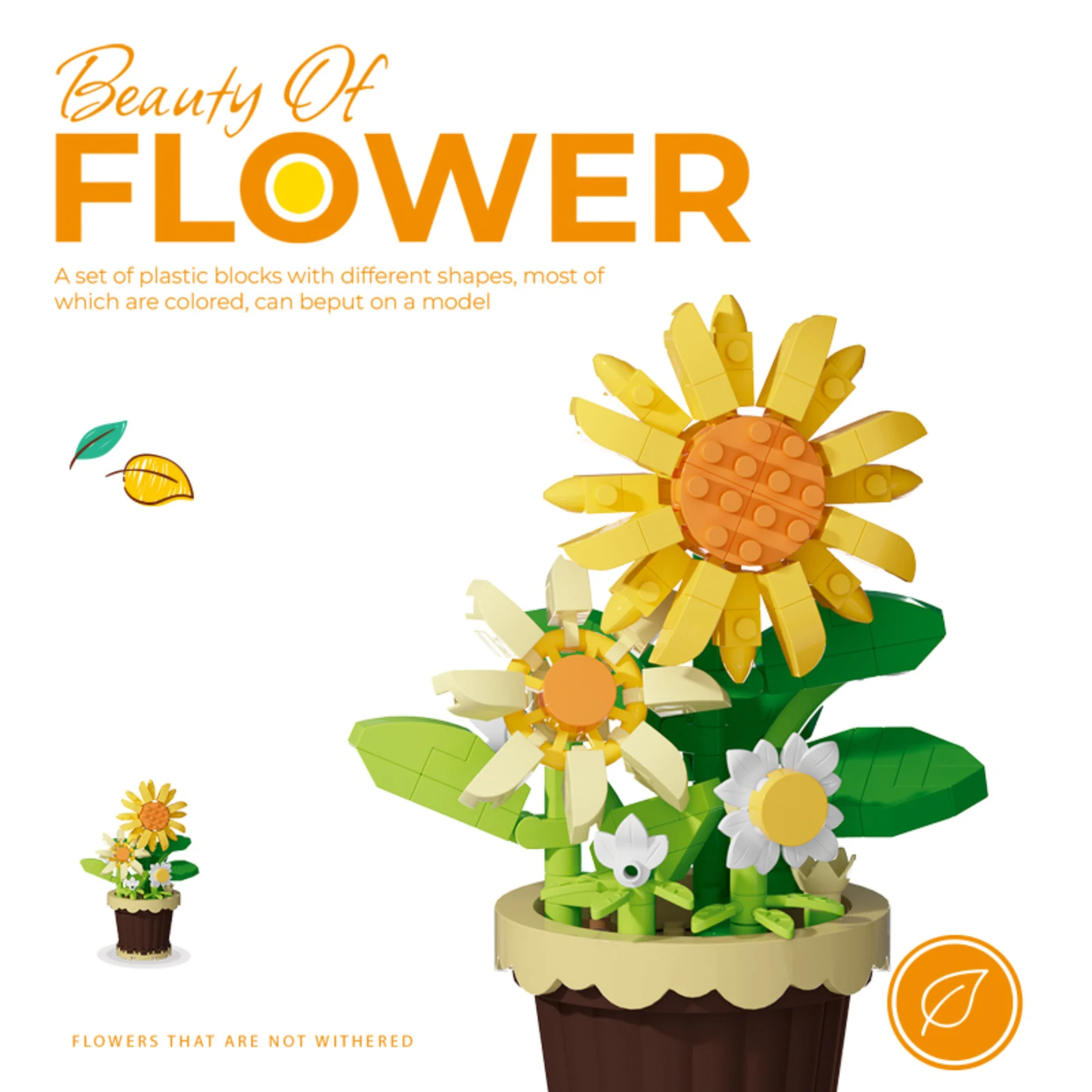 Micro diamond particles flower building blocks bonsai garden romantic office decoration potted plant model set children's toys 5