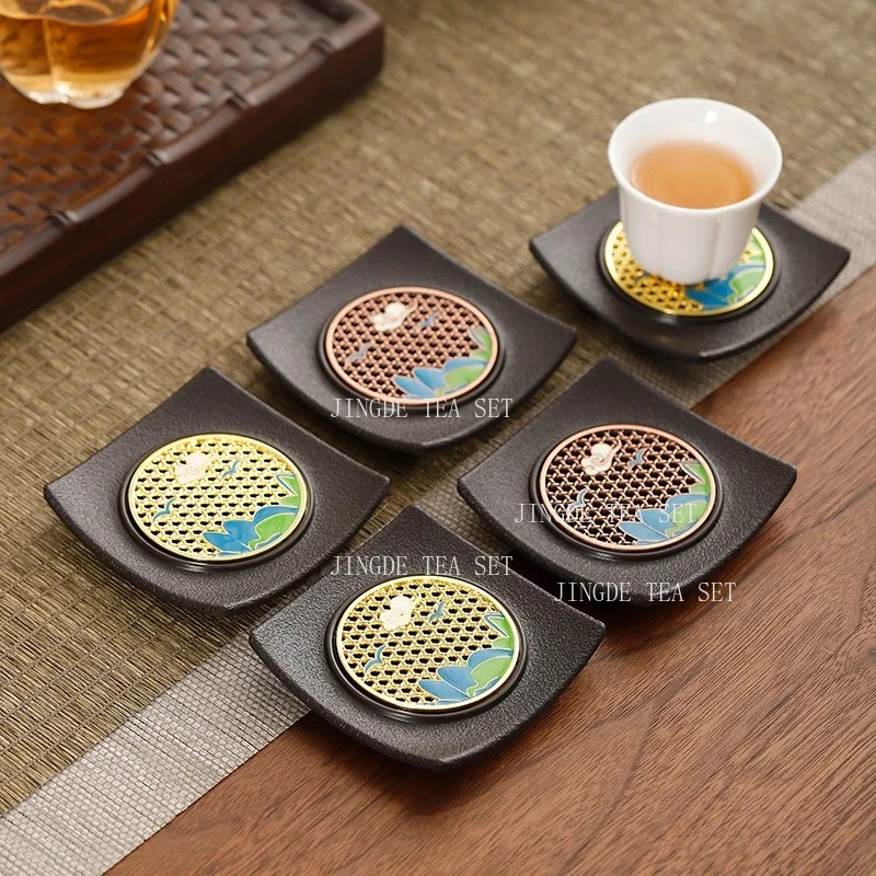 1pcs Chinese Traditional Tea Tray Insulation Cup Coaster Square Plastic Teacup Mat Household Teapot Tray Teaware Accessories