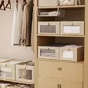 1 set of classic fabric storage boxes with flip cover - rectangular wardrobe storage basket 2