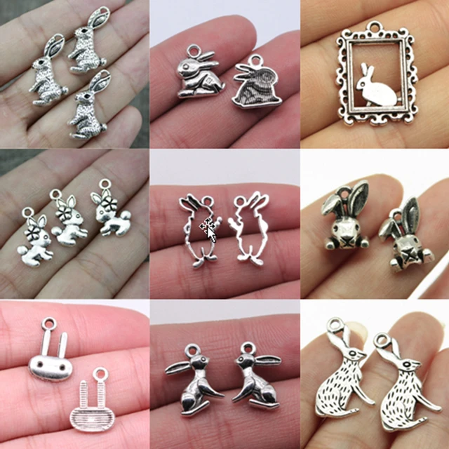 Bulk Charms For Jewelry Making Kit Pendant Diy Jewelry Accessories 3D  Enamel Rabbit With Clock Charms