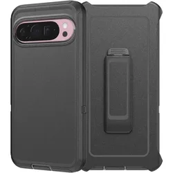 Premium 3 - IN - 1 Military Grade Rugged Phone Case - Shockproof and Durable with Clip for Google Pixel 8 Pro (Black)