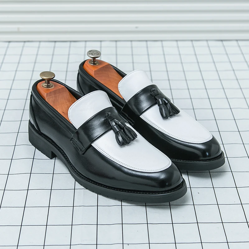Leather Shoes For Man Genuine Leather Big Size High Quality Designer Formal Shoes Tassels Slip On Fashion Business Oxford