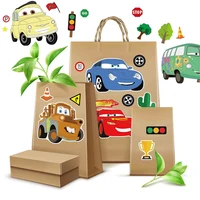 6/12 feuilles d'autocollants puzzle à assembler pour créer des visages de voitures Lightning McQueen, dessins animés Disney, jouets de décoration pour fêtes 6