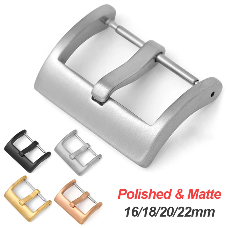 16 18 20 22mm Watch Band Metal Buckle Strap Solid Square Button Stainless Steel Matte Polished Clasp Silver Black Watch Buckles