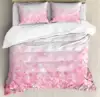 Japanese Duvet Cover Set, Sakura Tree Flowers Cherry Blossoms Spring Theme Art, Decor 3 Piece Bedding Set with 2 Pillow Shams 1