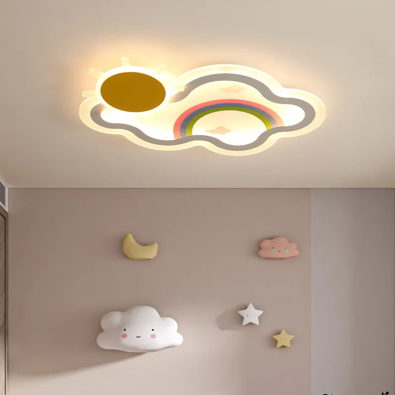 

Colorful Children's Bedroom Ceiling Lamps Rainbow Cloud Lamp LED Simple Warm Romantic Princess Room Baby Room Ceiling Lights