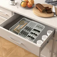 Expandable Utensil Tray for Kitchen Organizers, For Drawer, Cabinet And Shelf,Storage for Spoons, Forks, Knive 1