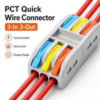 PCT Mini Fast Wiring Cable Connectors 3 in 3 Out 2-Position Push-in Universal Compact Splitter Electrical Home Terminal Block 1