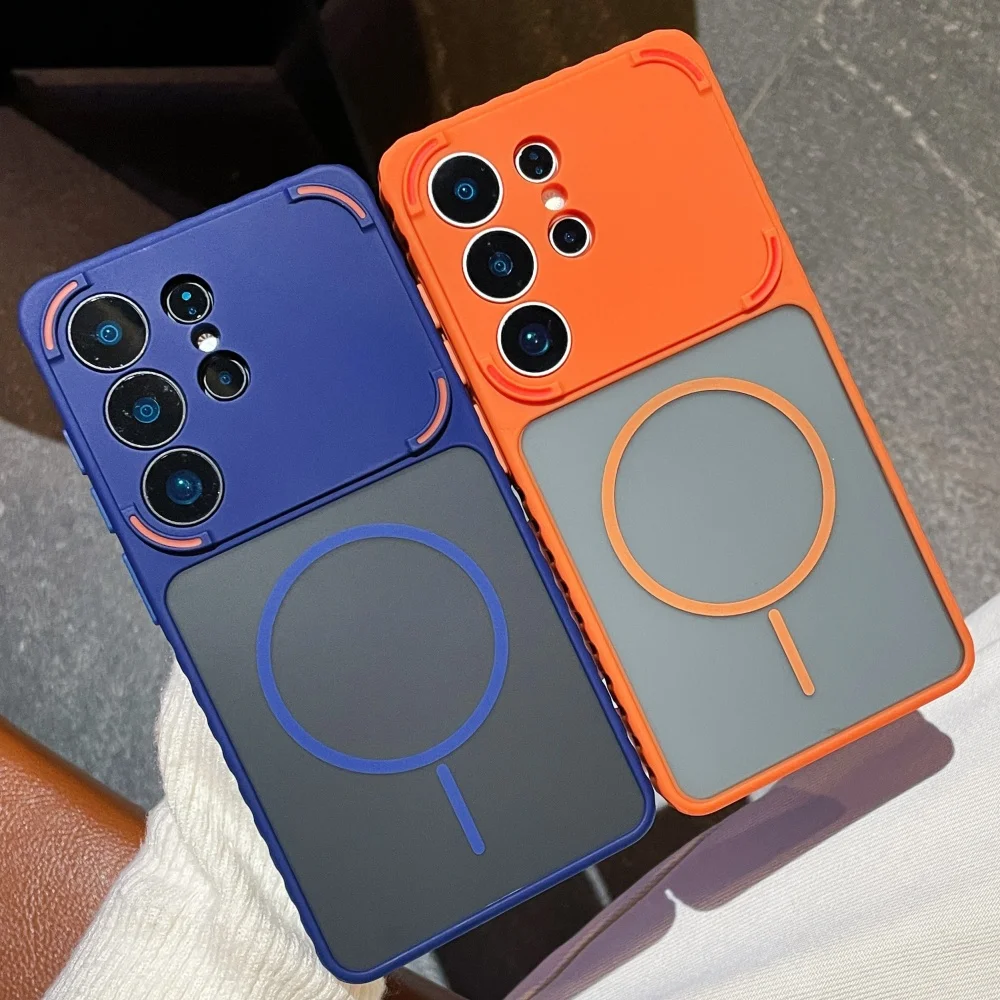 Sleek Armor Magnetic Matte Wireless Charging Phone Case with Heat Dissipation & Camera Protection