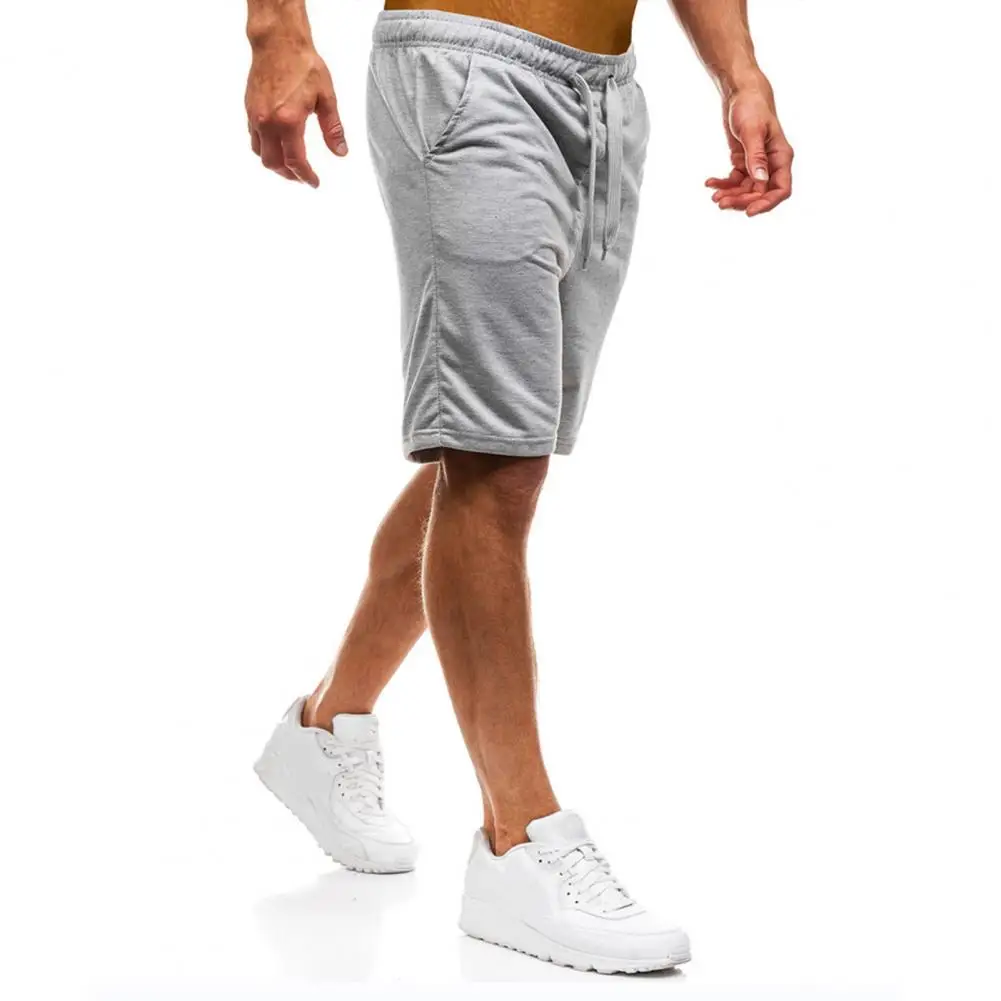 

Casual Men Shorts with Pockets Men's Summer Athletic Shorts with Elastic Drawstring Waist Pockets Solid Color for Streetwear