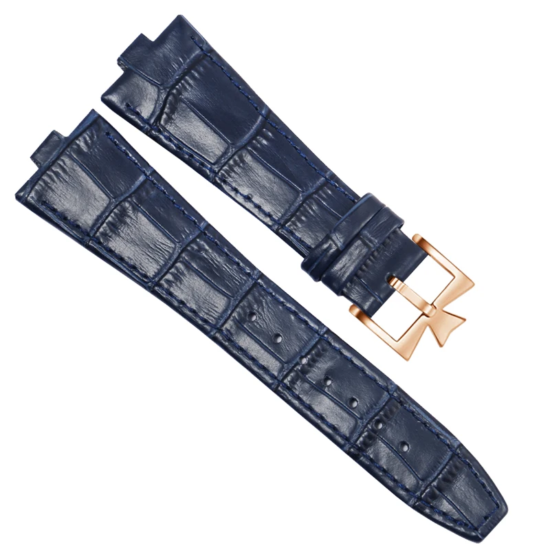 Premium Genuine Leather Watchband with Butterfly Buckle - 25-8mm Convex Interface Cowhide Strap