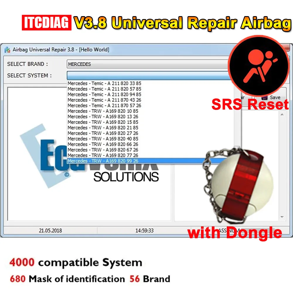 Airbag Riparazione Universale Strumento Di Ripristino Airbag V3.8 Programmatore Ecu Di Airbag Obd2 Software Diagnostico Per Auto 56 Marche