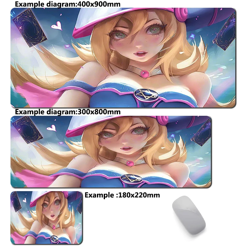 Alfombrilla de ratón Yu Gi Oh Dark Magician Girl, alfombrilla de ratón grande para Gamer, alfombrilla antideslizante, alfombra de oficina, accesorios de ordenador, alfombrillas