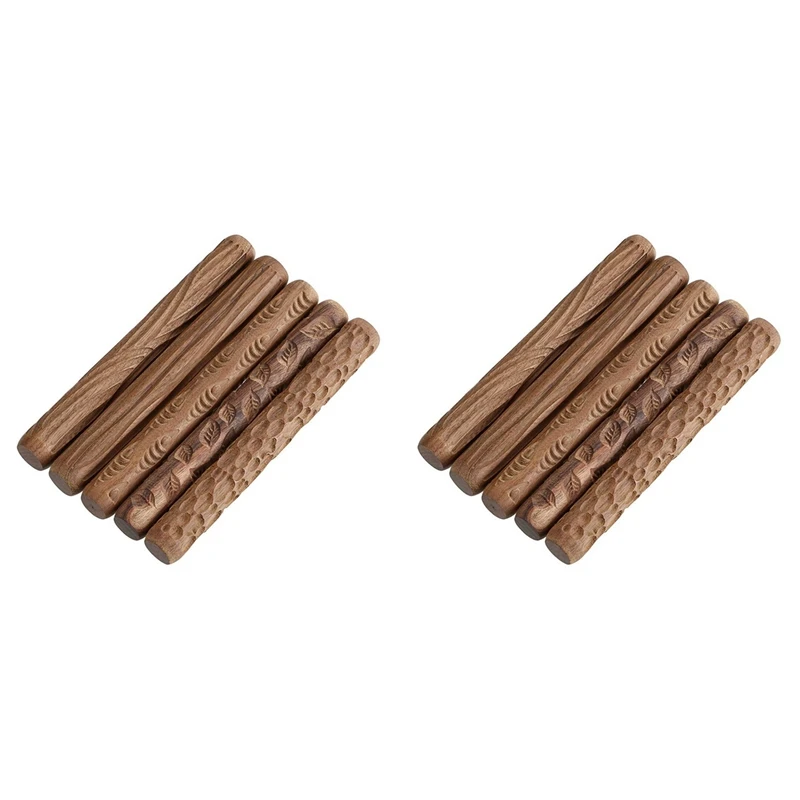 

10 Pcs Pottery Tools Wood Hand Rollers,For Clay Stamp Pattern/Roller Pattern,Ceramic Tools,Arcilla Polimerica Dab Tool-FS-PHFU