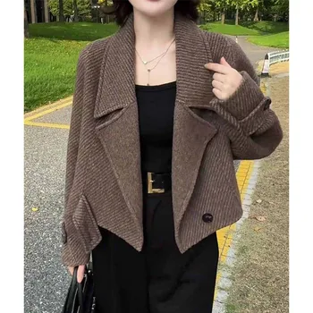 Elegante cappotto corto di lana da donna autunno inverno 2025 giacca da abito sottile e versatile a maniche lunghe Le donne coreane ricevono lode alto 1