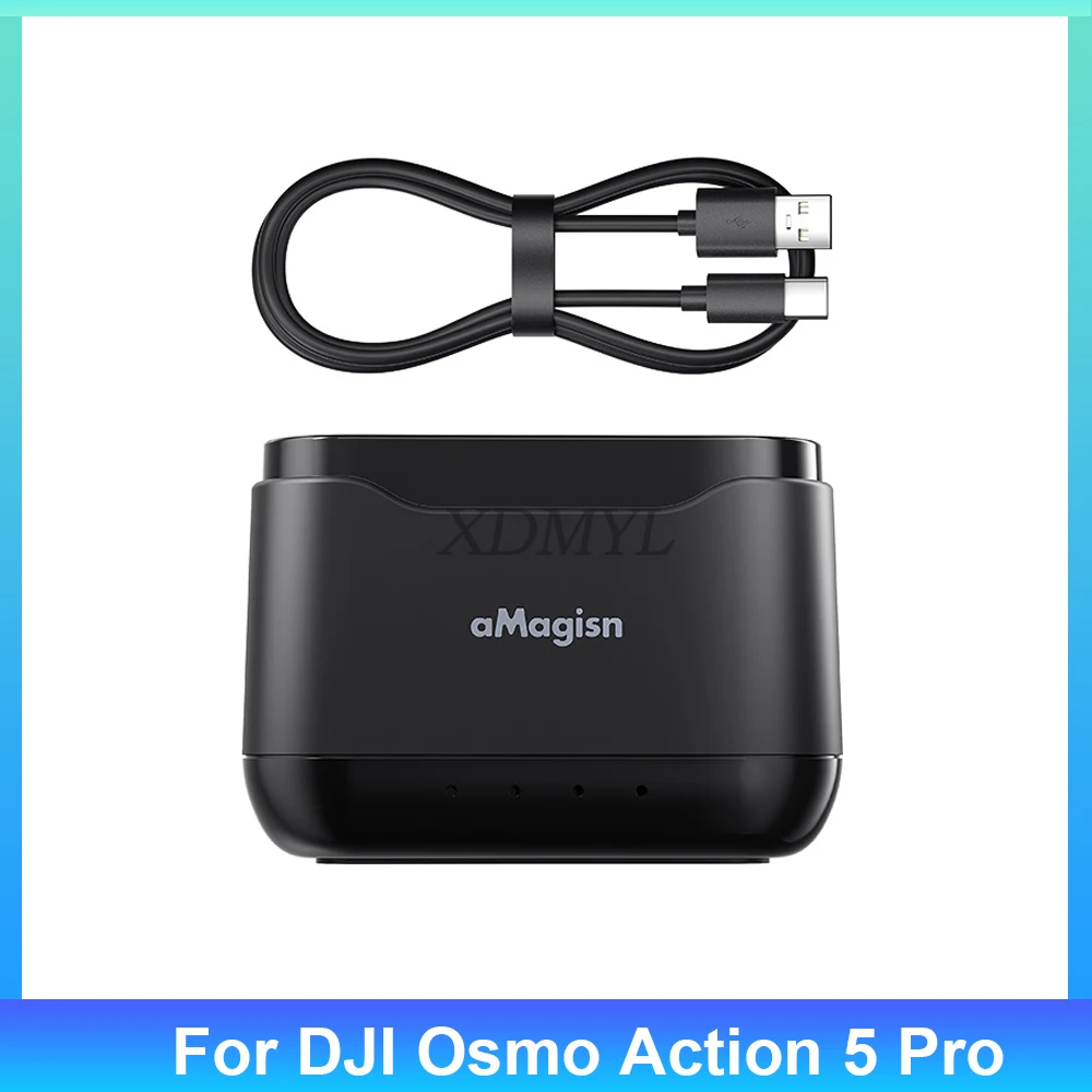 Battery Charging Hub For DJI Action 5 Pro Fast Charging Station LED Charger Stand With Cable For Action 5 Pro Camera Accessories
