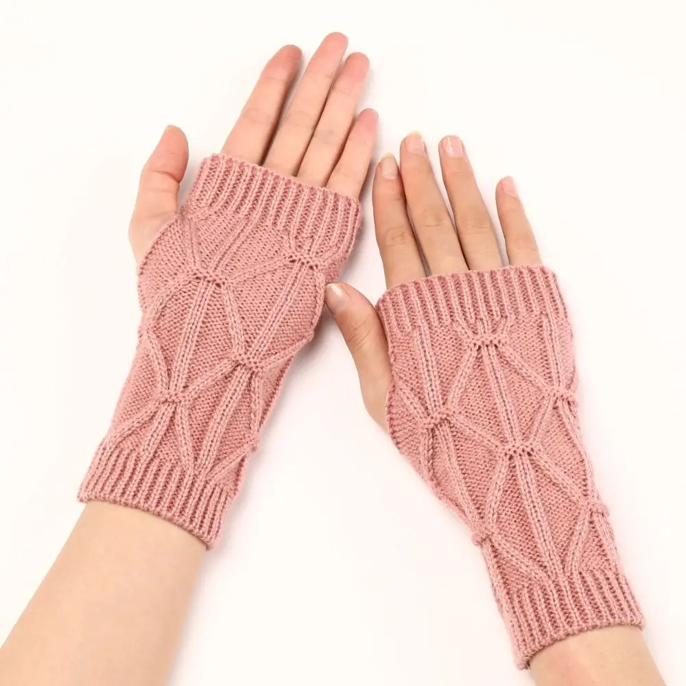 

Half Finger Wrist Gloves New Argyle Wrist Warmers Fingerless Gloves Knitted Wrist Sleeves Autumn Winter