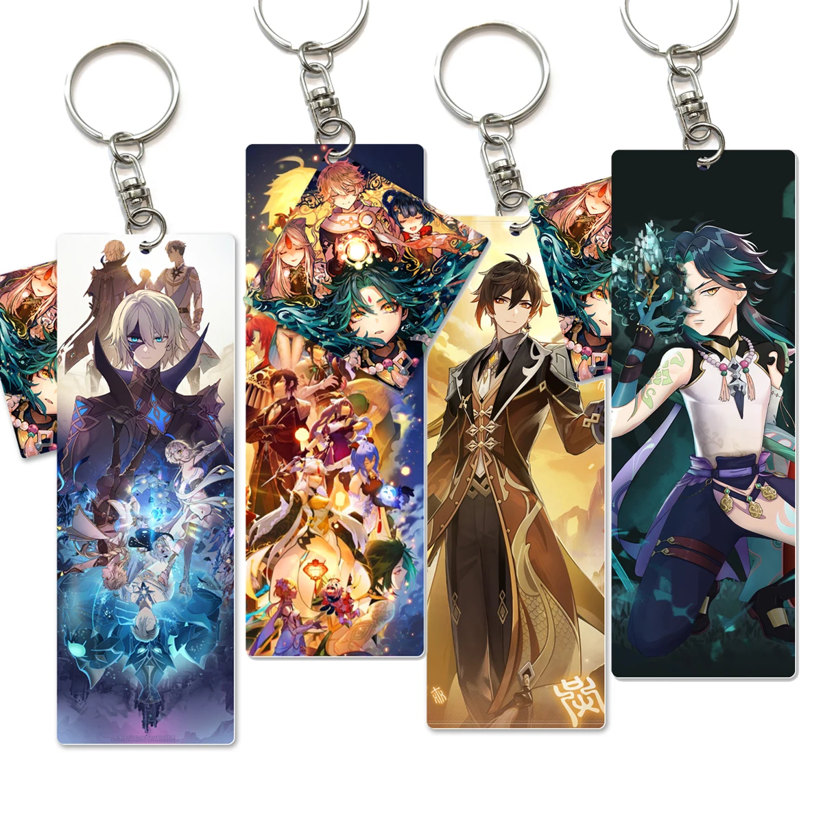 

QE097 Figure Genshin Impact Acrylic Keychain Original God Decorative Pendant Morax PVC Board Painting Pendant Klee Key Ring
