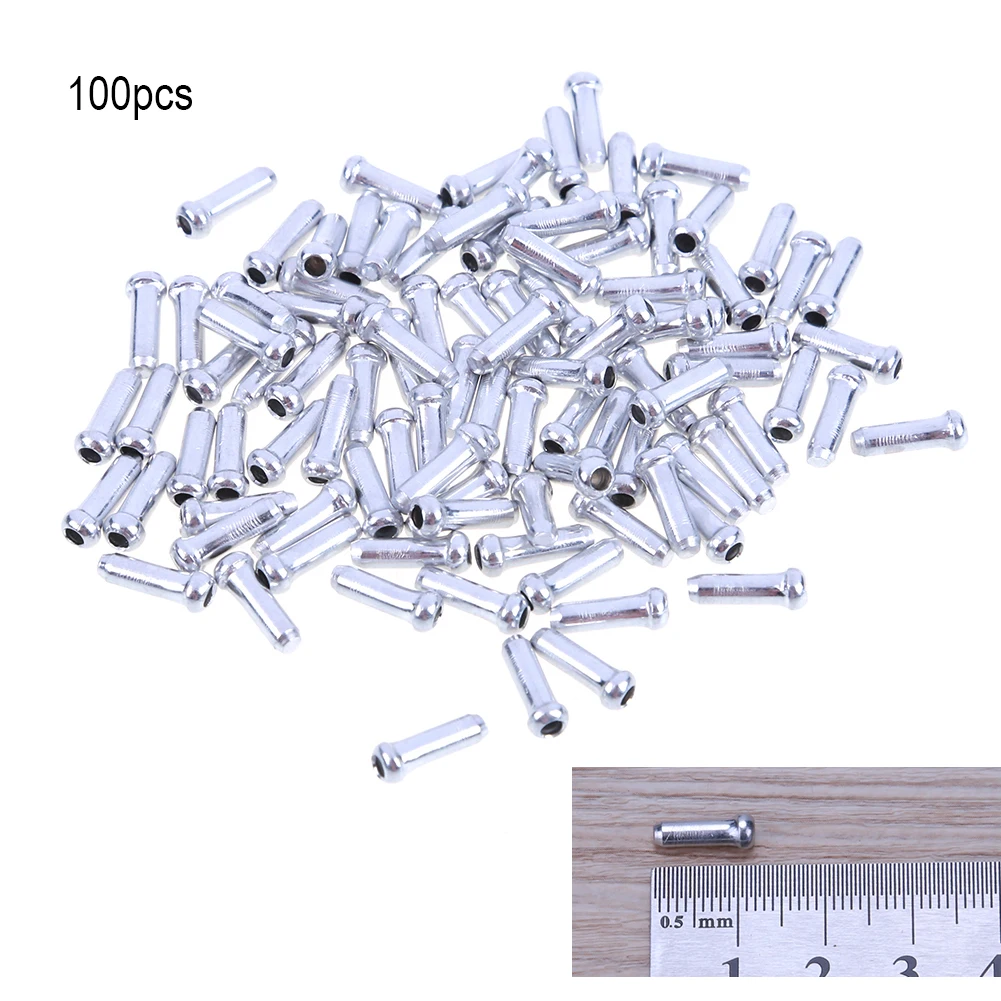 100pcs 자전거 케이블 엔드 캡 알루미늄 케이블 팁 와이어 엔드 캡 브레이크 디레일러 케이블 사이클링 부품 용 엔드 보호 커버