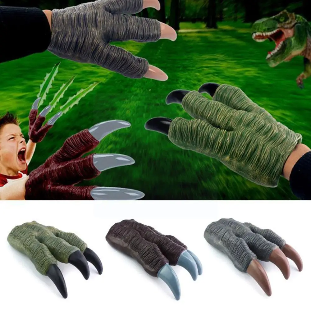 Игрушка-перчатка динозавра Velociraptor с голубыми когтями реквизит для косплея
