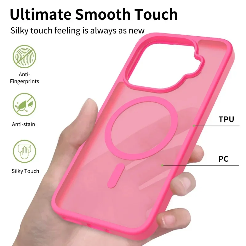 Magnetic Matte Translucent Shockproof Case with Magsafe Wireless Charging Support