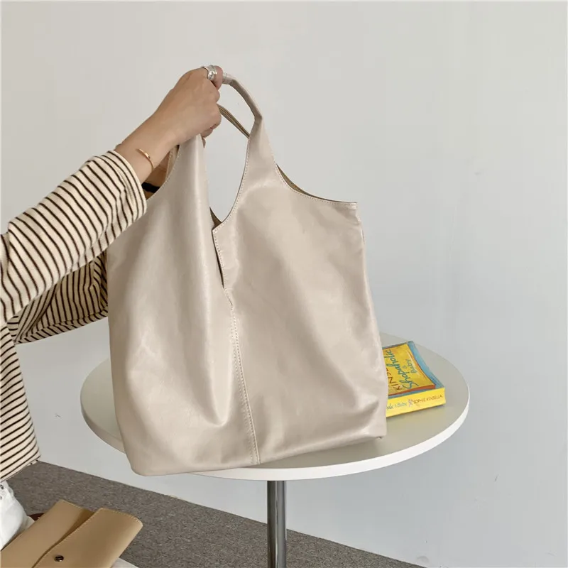 Individual Designer Shoulder Bag For Women Vegan PU Leather Soft Tote Large A4 School Work Business Bag Female Double Side