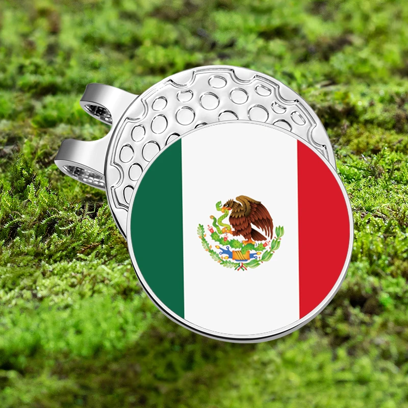 Golf ball mark Golf hat clip Golf Ball Magnetic Hat Clip Mexican Flag Color Metal Baseball Cap Clips Golf Supplies Ball Marker Clip Gifts for Husband Son