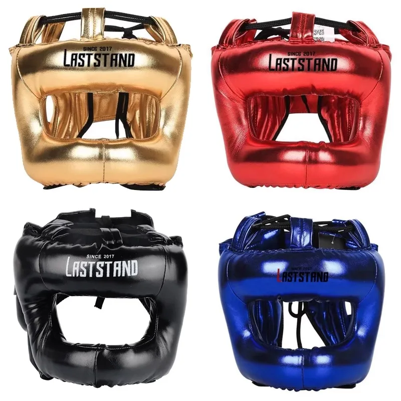 Capacete de couro de pu de qualidade, protetores de cabeça, adultos e crianças, competição profissional, capacetes de boxe mma muay thai