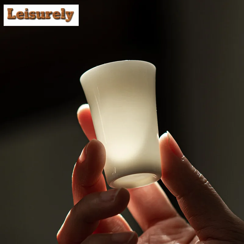 2pc/set Dehua White Porcelain Smelling Fragrance Cup Sheep Fat Jade Tasting Master Cup Small Single Meditation Cup Teaware 30ml