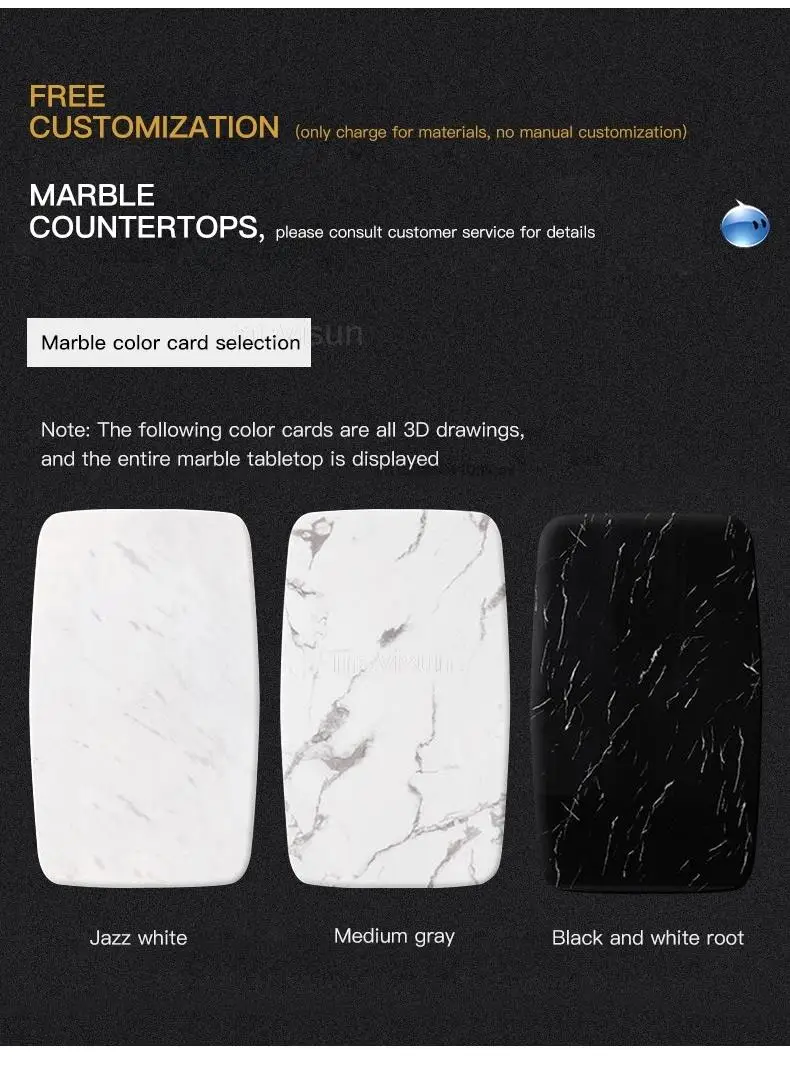 Description Picture 5 of itemNordic Light Luxury Marble Dinning Table New Modern Simple Rectangular Dinner Dining Table Mesa Plegable Kitchen Furniture